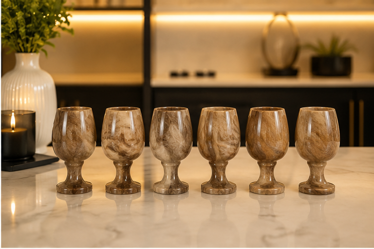 Marble Wine Glass Set (Medium Qty 06) Viral Vault