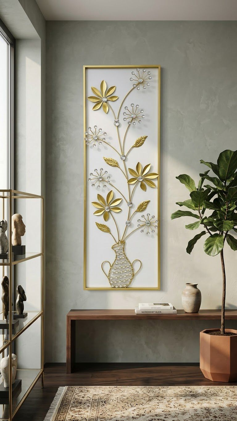 Floral Metal Work Wall Art (18"x36") Viral Vault