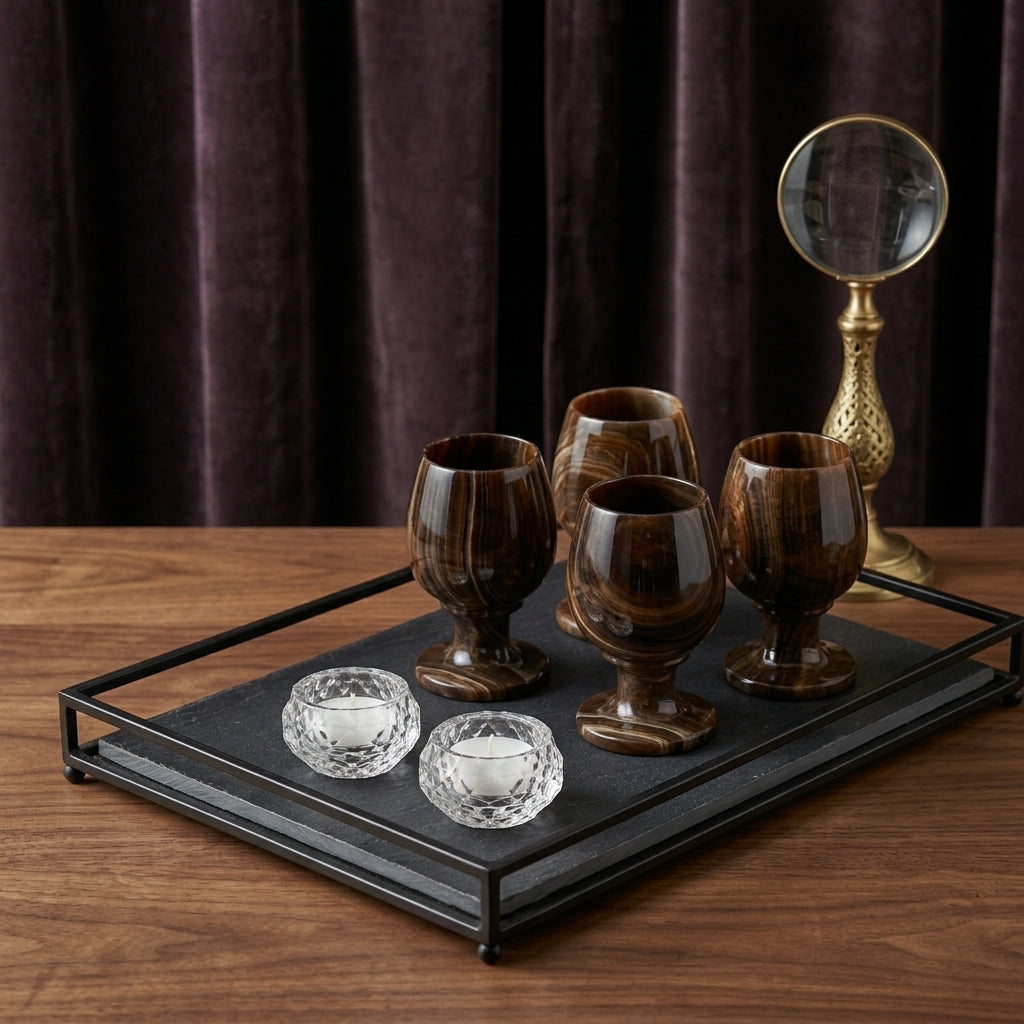 Marble Wine Glass Set (Medium Sized Qty 06) Viral Vault